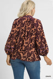 Purple Floral Velvet Burnout Top