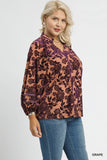 Purple Floral Velvet Burnout Top