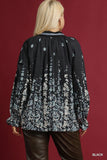 Floral Vine Print LS Top in Black