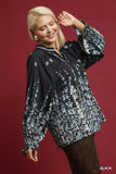Floral Vine Print LS Top in Black