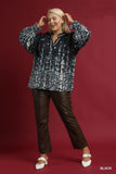 Floral Vine Print LS Top in Black
