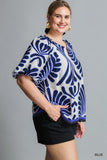 Abstract Blue Print Top