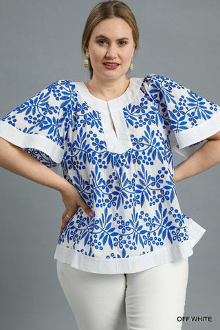 Eyelet Embroidered Peasant Top