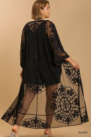 Black Lace Kimono Duster