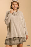 Ribbed Cowl Neck Top in Neutral