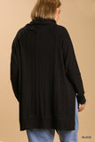 Ribbed Cowl Neck Top in Black