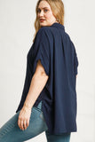 Button Down Flow Top in Navy