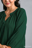 Three Button V Neck Top in Green