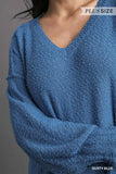 Textured Blue Knit Sweater