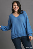 Textured Blue Knit Sweater