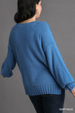 Textured Blue Knit Sweater