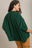 Collared V Neck Top in Green