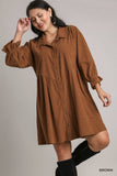 Corduroy Shirt Dress in Deep Camel