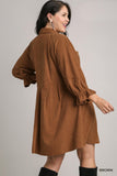Corduroy Shirt Dress in Deep Camel