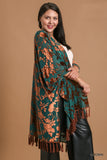 Teal & Copper Velvet Burnout Kimono