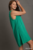 Cotton Gauze Tank Dress in Green