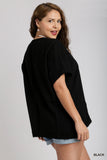 Black Cotton Mixed Fabric Tee