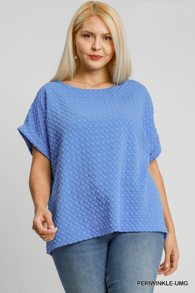 Textured Top with Back Button in Periwinkle