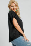 Textured Top with Back Button Details in Black