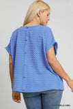 Textured Top with Back Button in Periwinkle