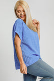 Textured Top with Back Button in Periwinkle