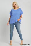 Textured Top with Back Button in Periwinkle