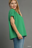 Textured Jacquard Top with Back Button Details