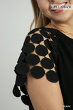 Circle Dot Sleeve Linen Dress in Black