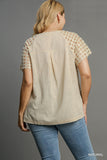 Micro Dot Sleeve Cotton Top in Oat