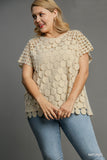Micro Dot Sleeve Cotton Top in Oat