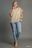 Micro Dot Sleeve Cotton Top in Oat