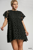 Bow Back Floral Lace Dress in Black