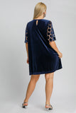 Velvet Circle Dot Sleeve Dress in Blue