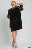 Velvet Circle Dot Sleeve Dress in Black