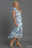 Blue & White Landscape Print Midi