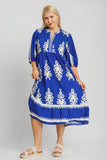 Cobalt Bloom Midi Dress