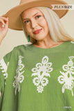 Green Print Poncho Style Top