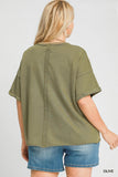 Star Patched Cotton Mineral Wash Tee in Olive