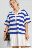 Royal Stripe Pleat Dress