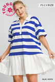 Royal Stripe Pleat Dress