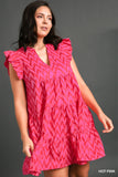 Pink & Red Chevron Print Dress