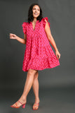 Pink & Red Chevron Print Dress