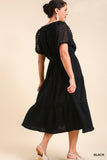 Applique Sleeve Cotton Midi Dress
