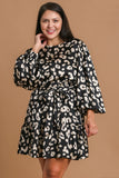 Black & Cream Animal Print Satin Dress