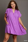Button Up A-Line Dress in Orchid