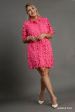 Floral Lace Shirt Dress in Pink