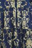 Print Button Up Maxi Dress in Navy