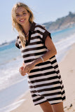 Stripe Collared Shift Dress in Black