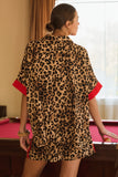Animal Print with Contrast Red Two Piece Set