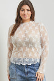 Sheer Floral LS Top in White